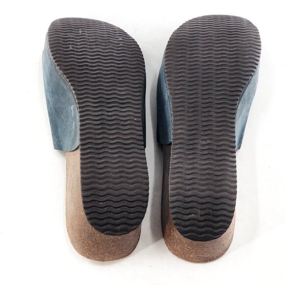 BIO BIO Nubuck Leather Platform Wedge Sandal Blue Made in Spain - Picture 6 of 6